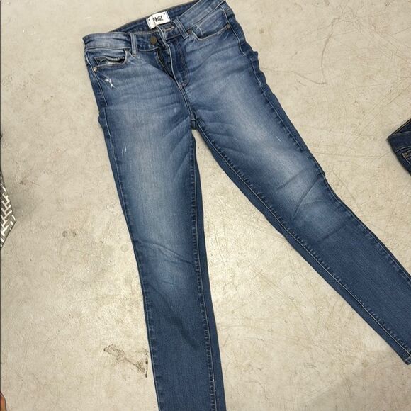 PAIGE Blue Skinny Jeans with Stretch and Mid-Rise Fit HOXTON Ankle Fit - Size 26 - Picture 1 of 5